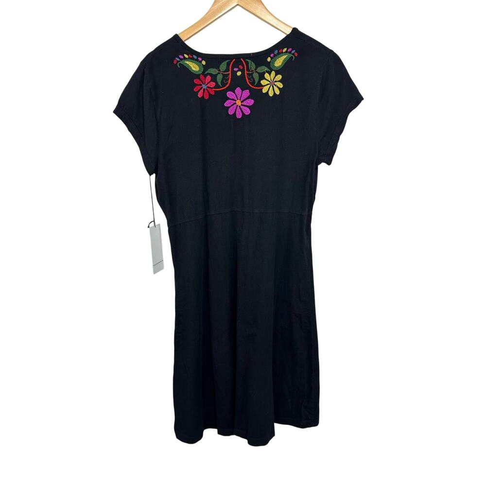 Johnny Was JWLA Black Floral and Bird Embroidered Cotton Tunic Dress Size XL NWT - Picture 6 of 11